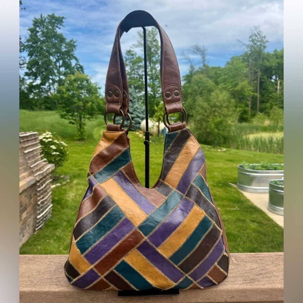 Pelle Studio vintage leather patchwork hobo